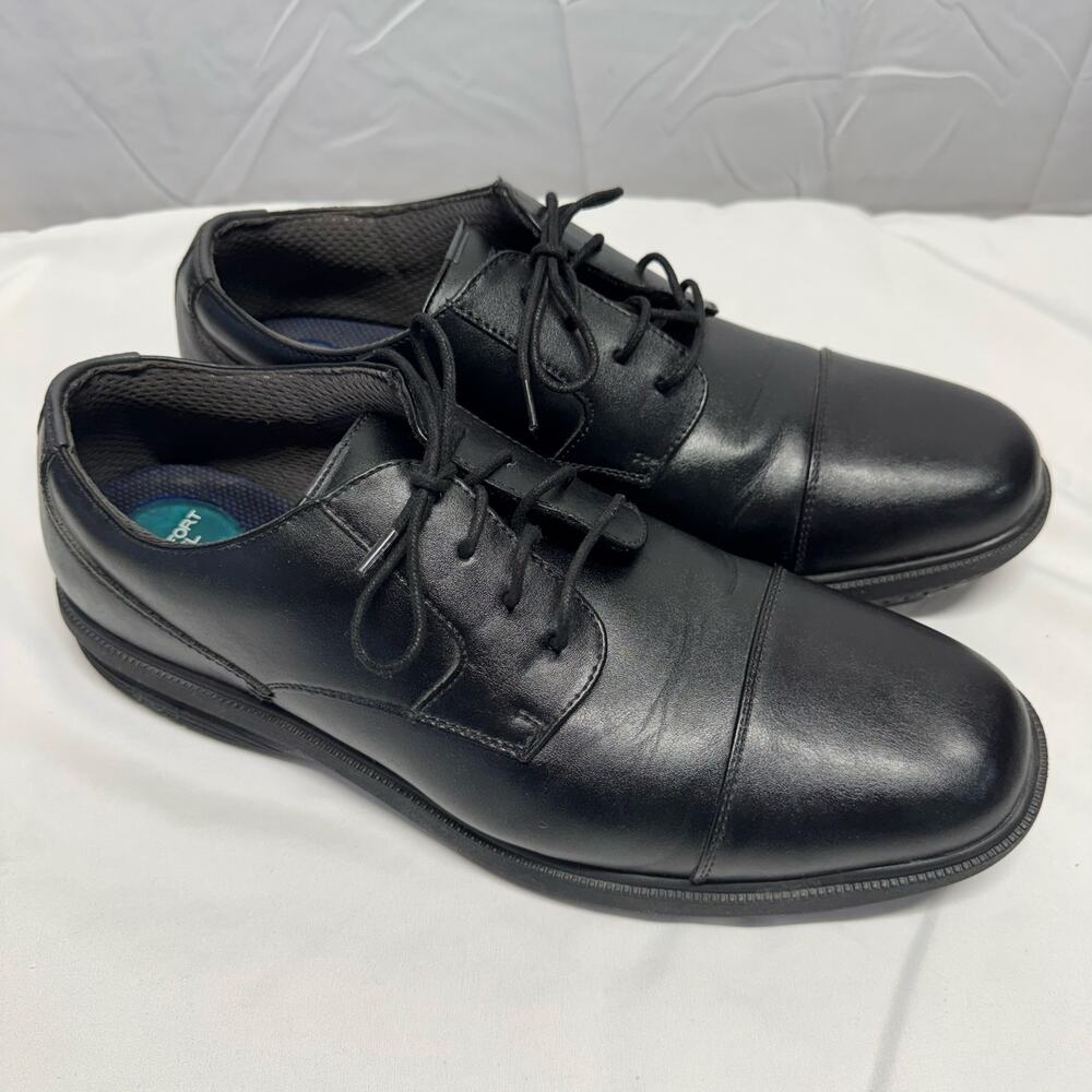 Nunn Bush KORE Pro Men 13 M Black Leather Cap Toe Oxford Dress Shoes Comfort Gel